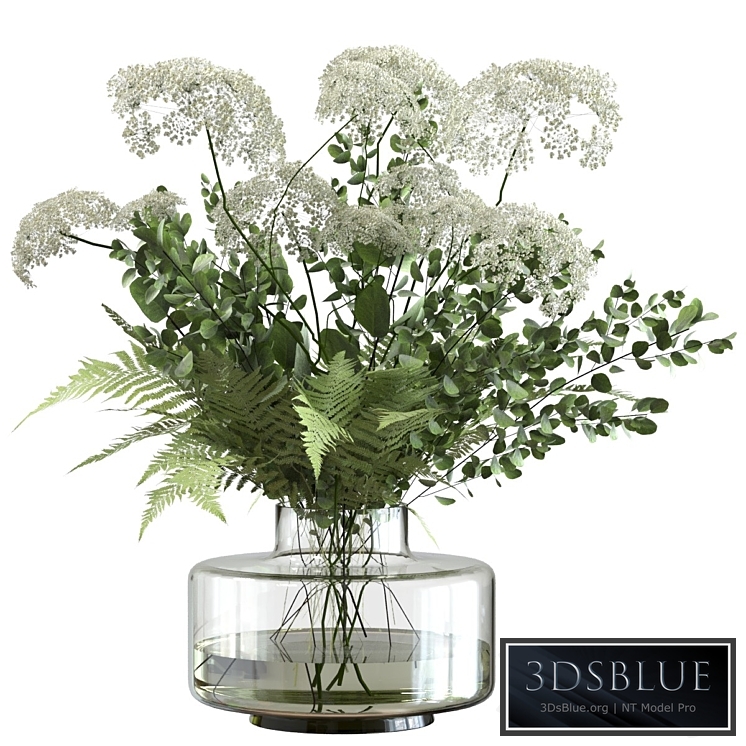 Bouquet of umbrella flowers with greenery and fern