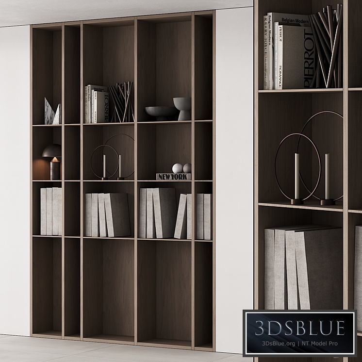 202 bookcase and rack 05 wooden with decor 01