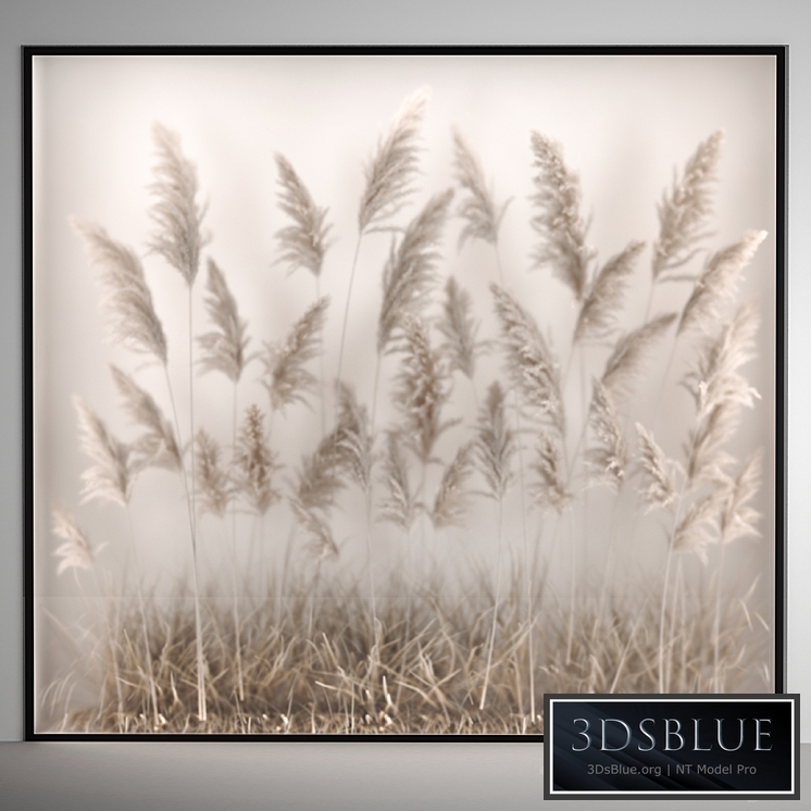 Phytomodule and a vertical garden of dried flowers in a niche behind translucent glass made of pampas grass, dry reeds, cortaderia. Bouquet 281.