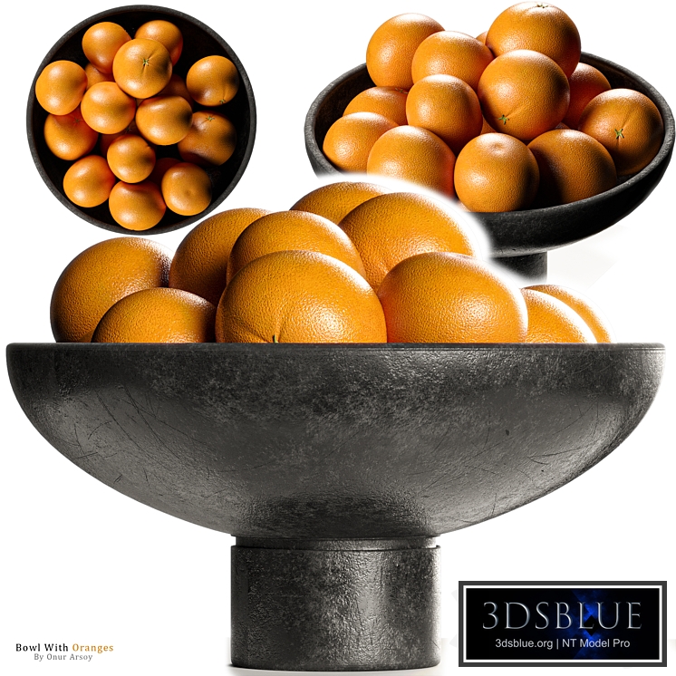 Crate & Barrel - Riki Black Footed Bowl with Oranges