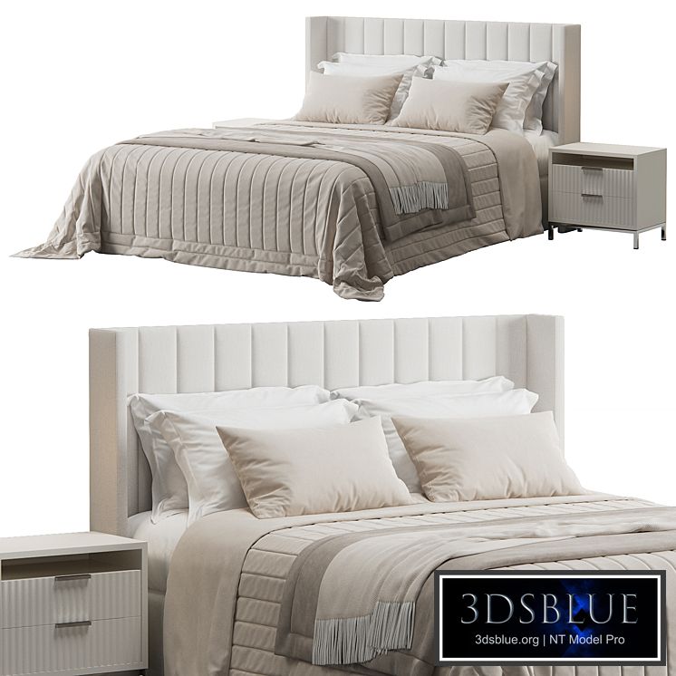 Oulton Striped Headboard Wingback Bed by Ambassador Beds