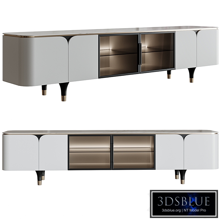 TV Stand Moulton White Stone Flower Shape TV Stand