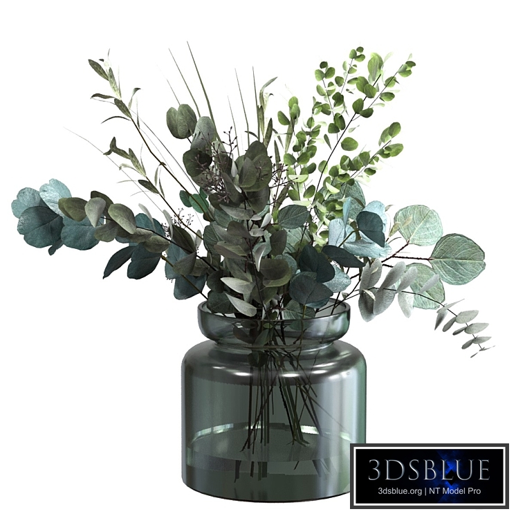 Bouquet of green eucalyptus, olive and herbs