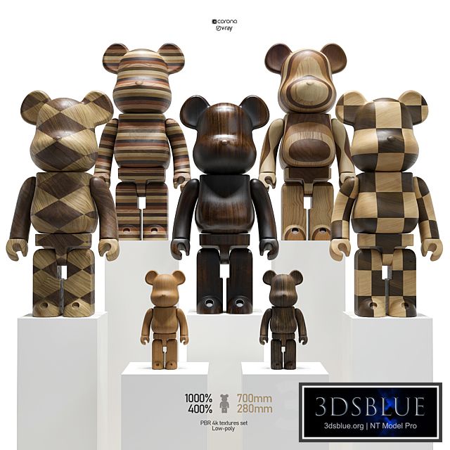 Bearbrick / Karimoku (Wood set)