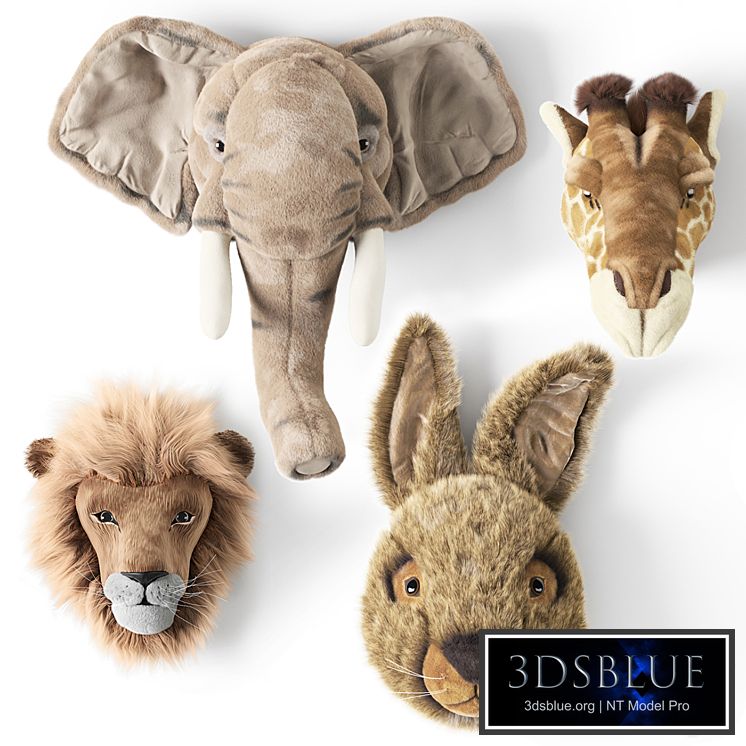 ANIMAL HEAD WALL BUSTS Elephant Giraffe Hare Lion