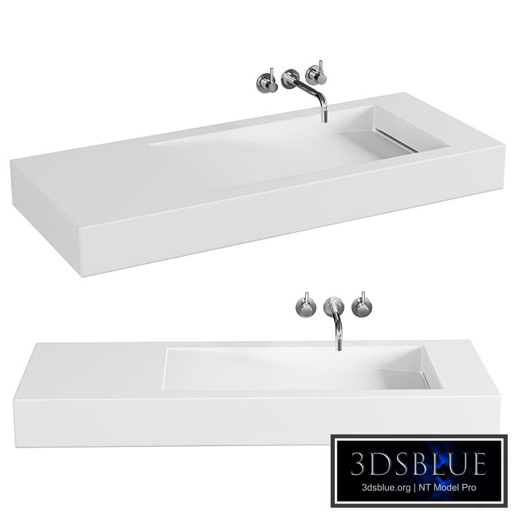 Lavabo suspendu - Solid surface Blanc Mat - 120x50 cm - Feel