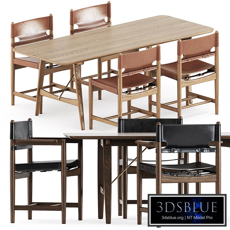 Spanish Dining Chair by Fredericia and BM1160 table by Carl Hansen and Son