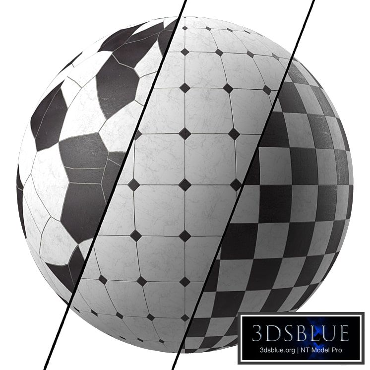 Marble Tile Materials 11- Marble Mixed by Stone, 3 patterns Tile - Pbr 4k Seamless