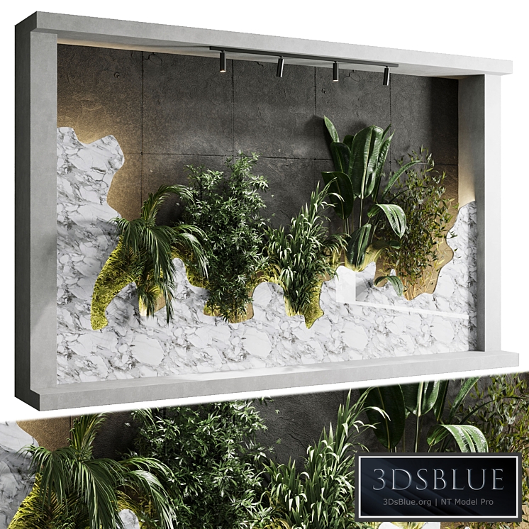 Vertical Wall Garden With concrete frame - wall decor houseplants indoor 02