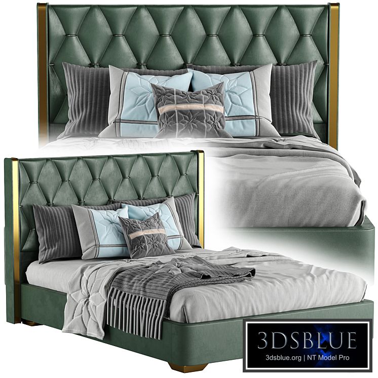 Queen Upholstered Platform Bed Green Low Profile Bed with Wood Slats