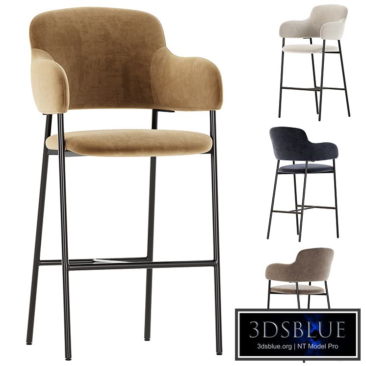 Chair Livorno semi-bar beige velvet
