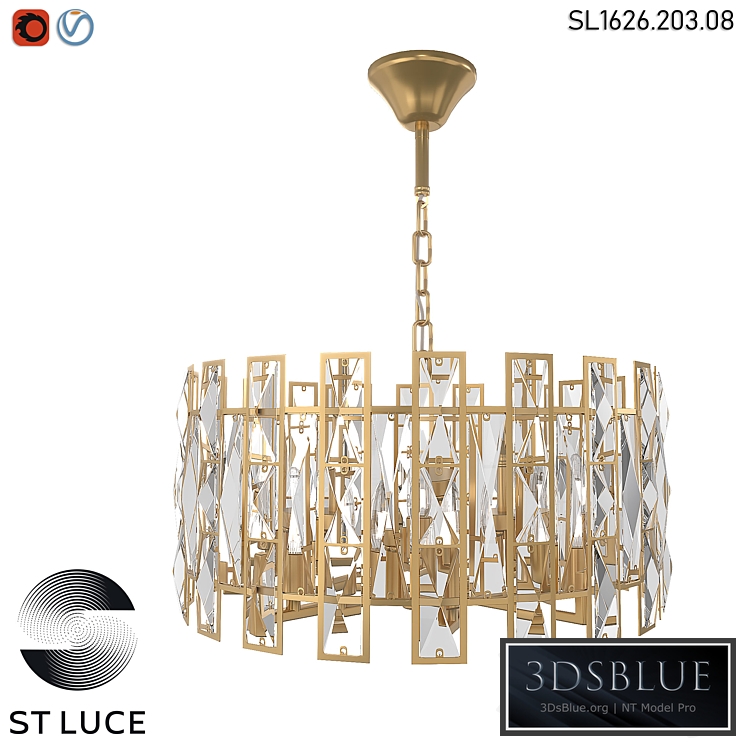 SL1626.203.08 Pendant chandelier ST-Luce champagne, transparent OM