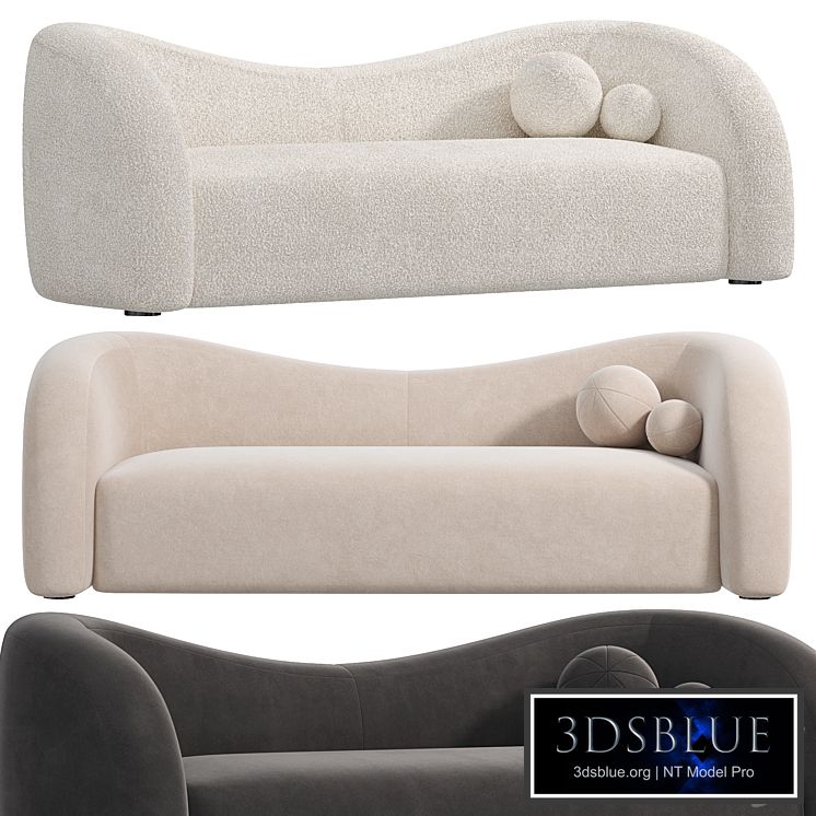 Boucle Upholstered Curved 2 Seater Sofa for Living Room