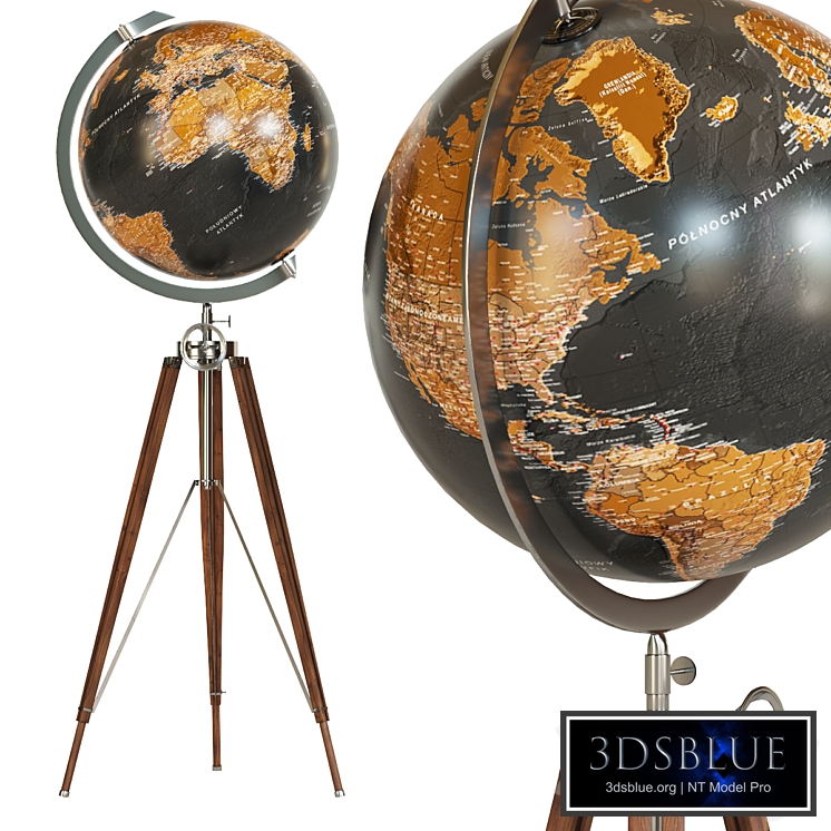 Deco Globe Earth Black