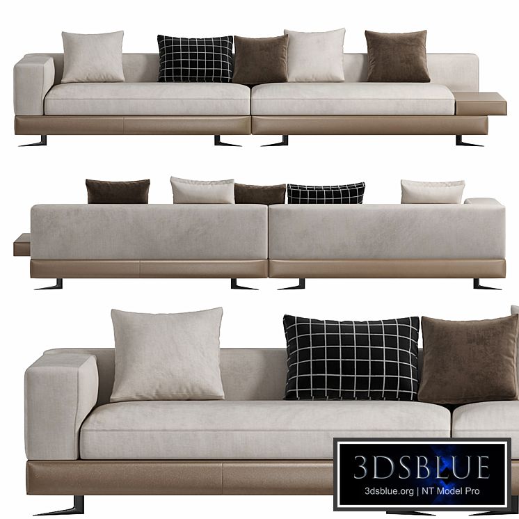 White Saddle Hide Sofa by Minotti