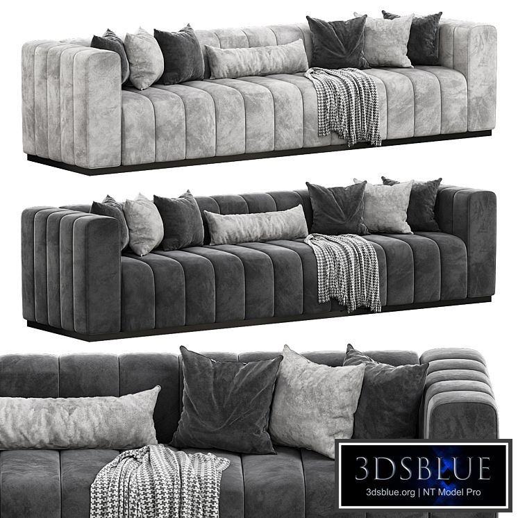 Forte 101 Extra-Large Channeled Charcoal Velvet Sofa