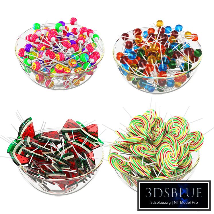 Glass bowl with lollipops