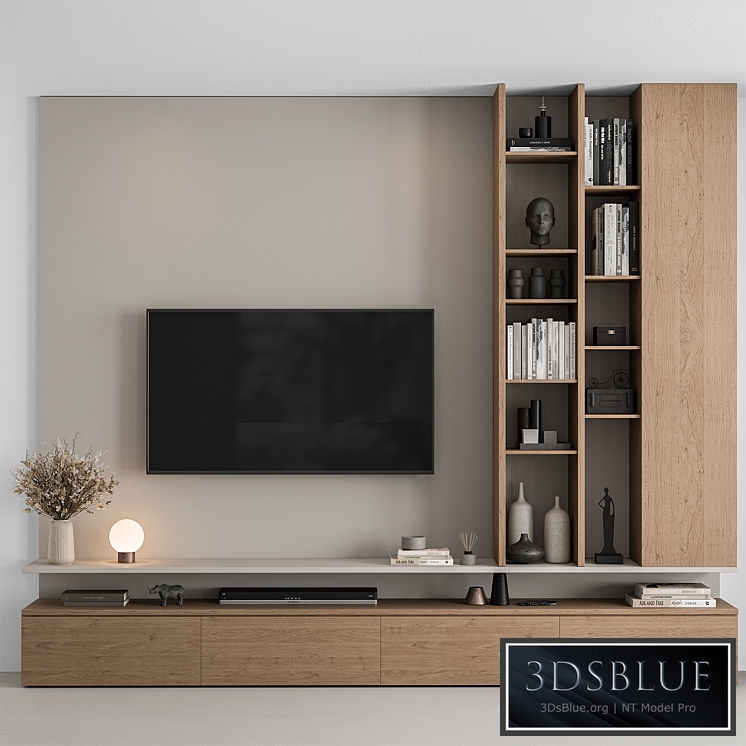 TV Wall White and Wood - Set 69