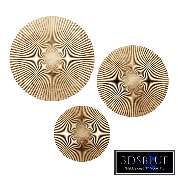 CosmoLiving Wall Panel By Cosmopolitan Wood Contemporary Wall Decor - Set Of 3 - Gold - 24" X 24"