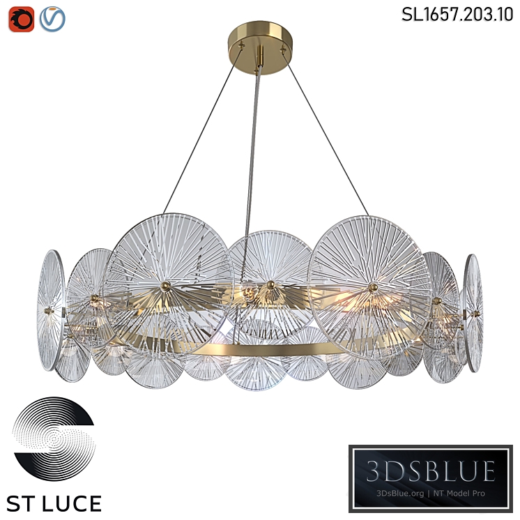 SL1657.203.10 Pendant chandelier ST-Luce Golden/Transparent OM