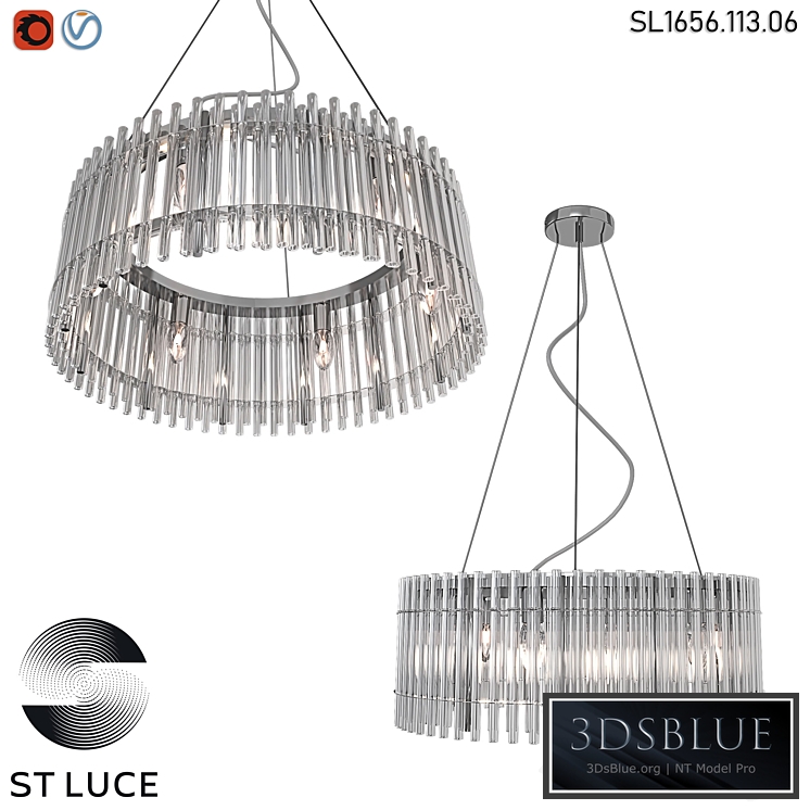 SL1656.113.06 Pendant chandelier ST-Luce Nickel/Transparent OM