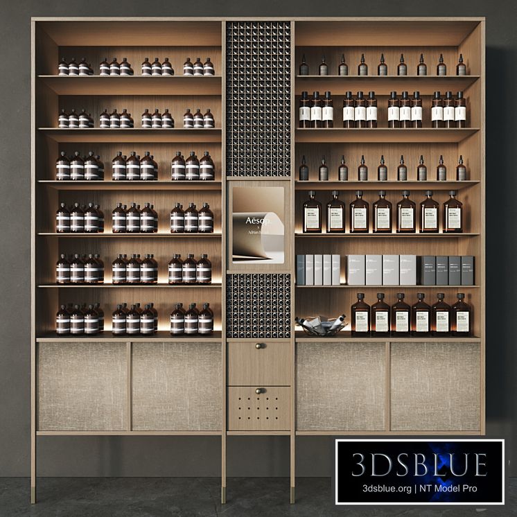 Cosmetic set with chest of drawers and shelves