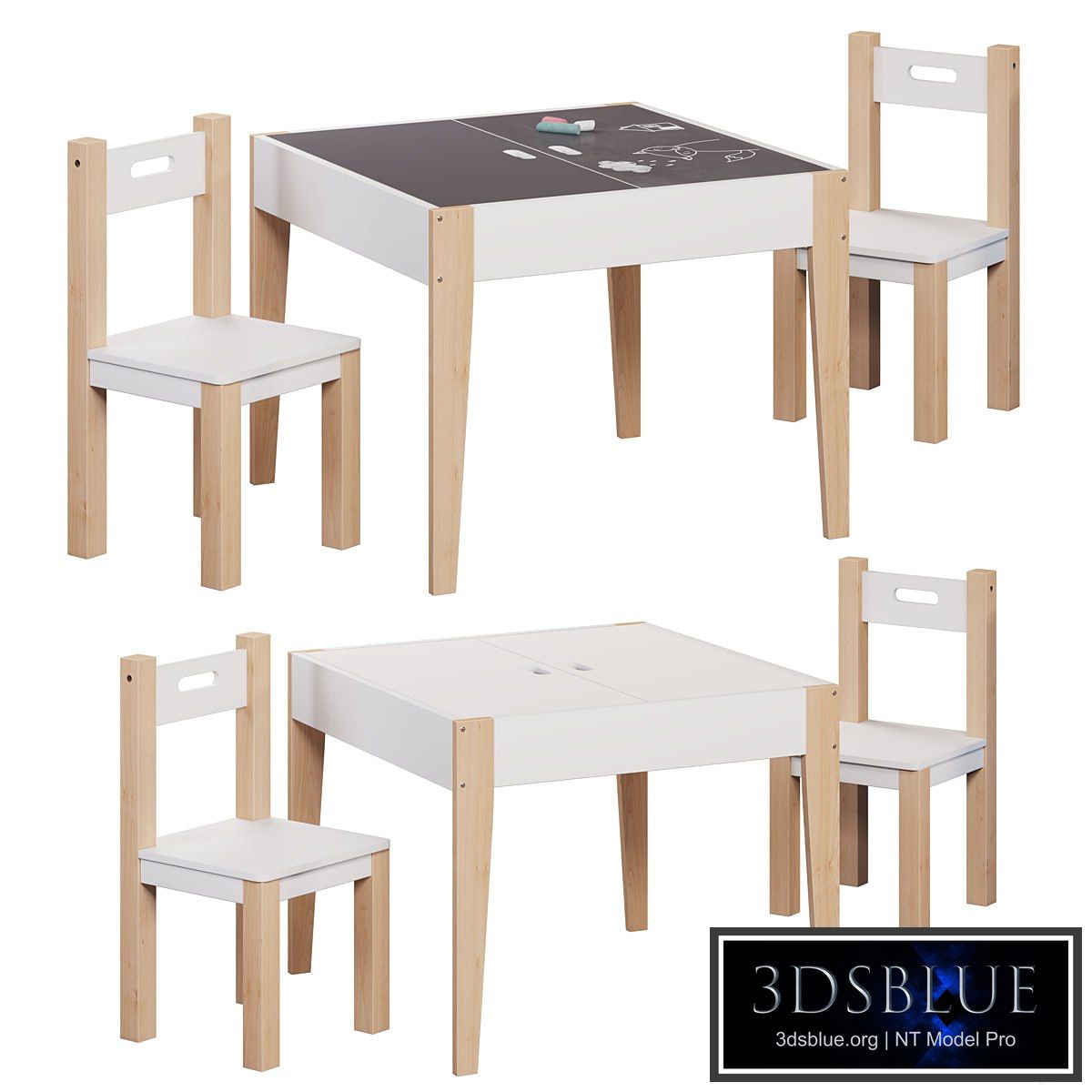 Slate Table Set with Storage and Chairs Belfy Kids