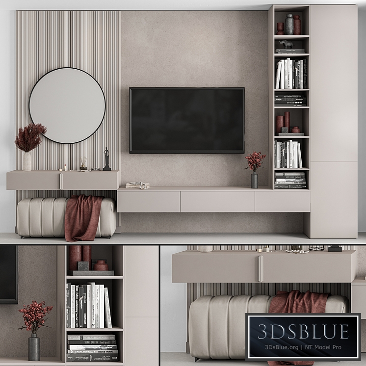 TV Wall Beige and Red - Set 70