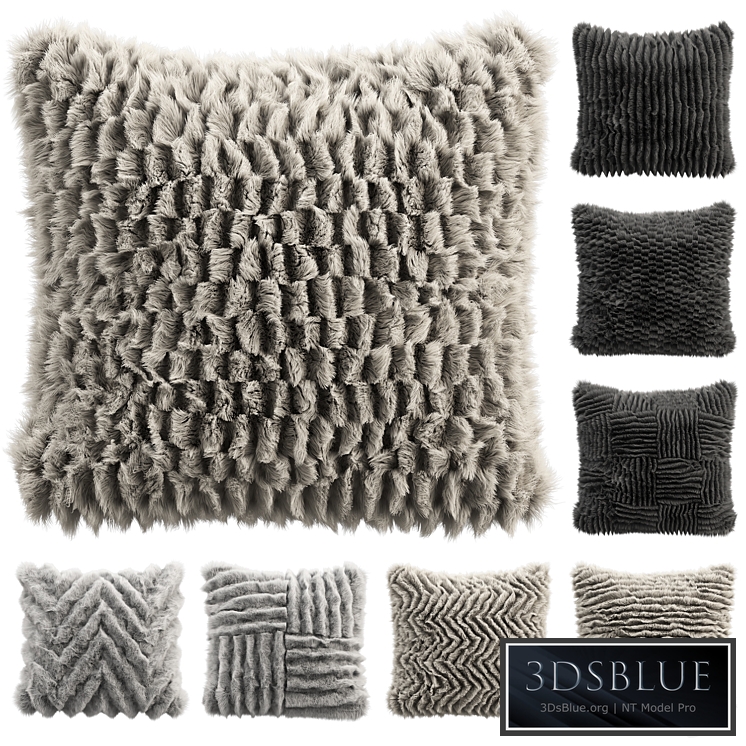Fur pillow set 4