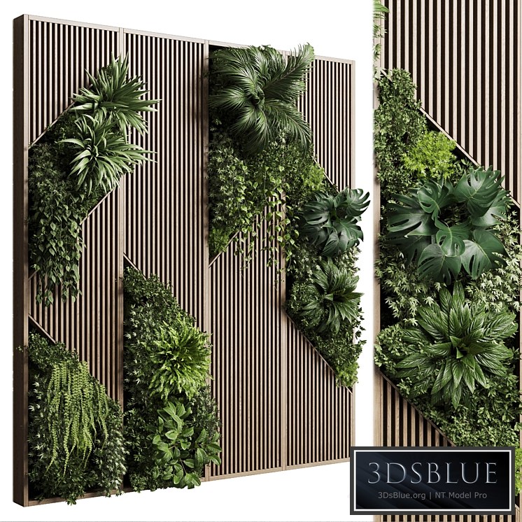 Vertical Wall Garden With Wooden frame - collection of houseplants indoor 41