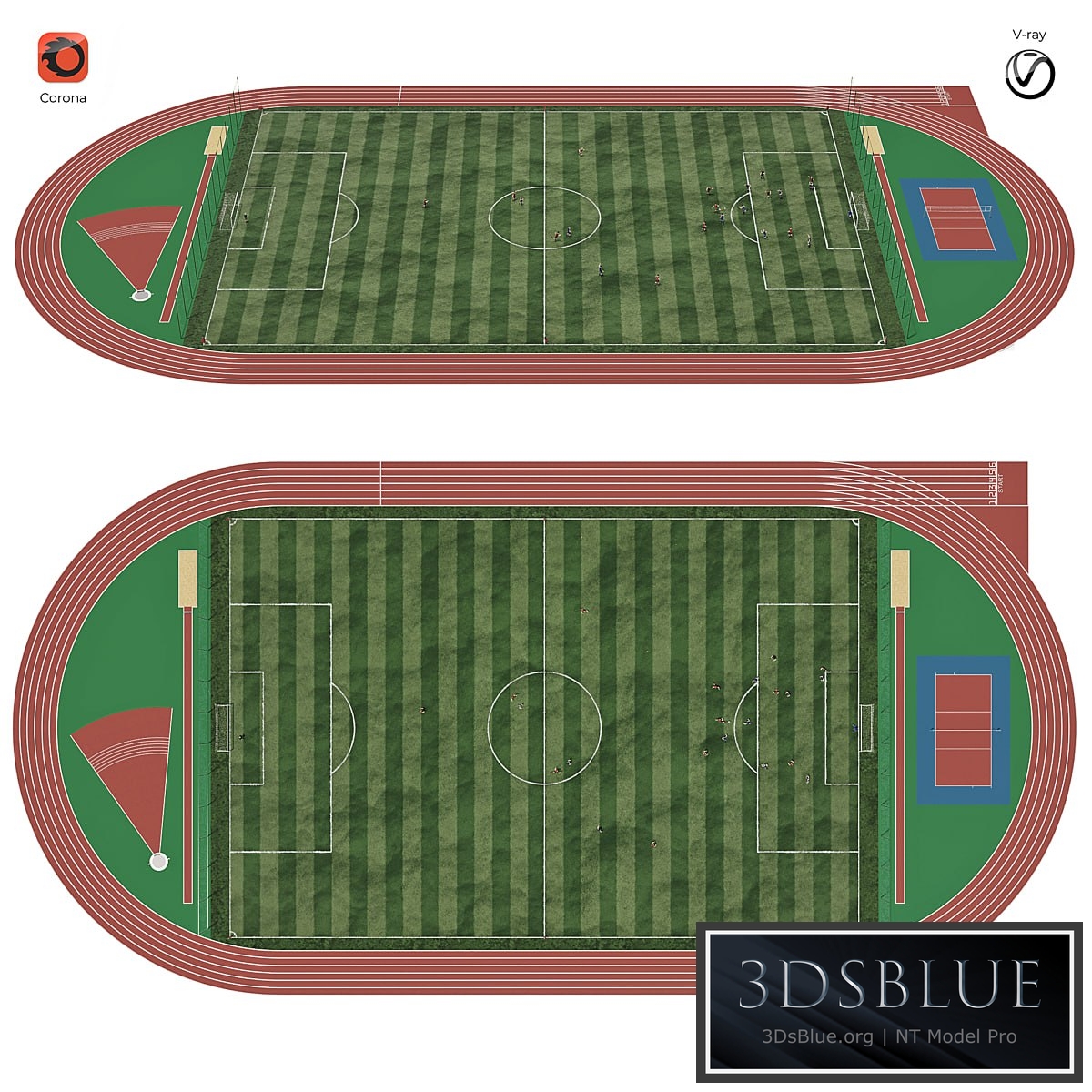 Football field with players