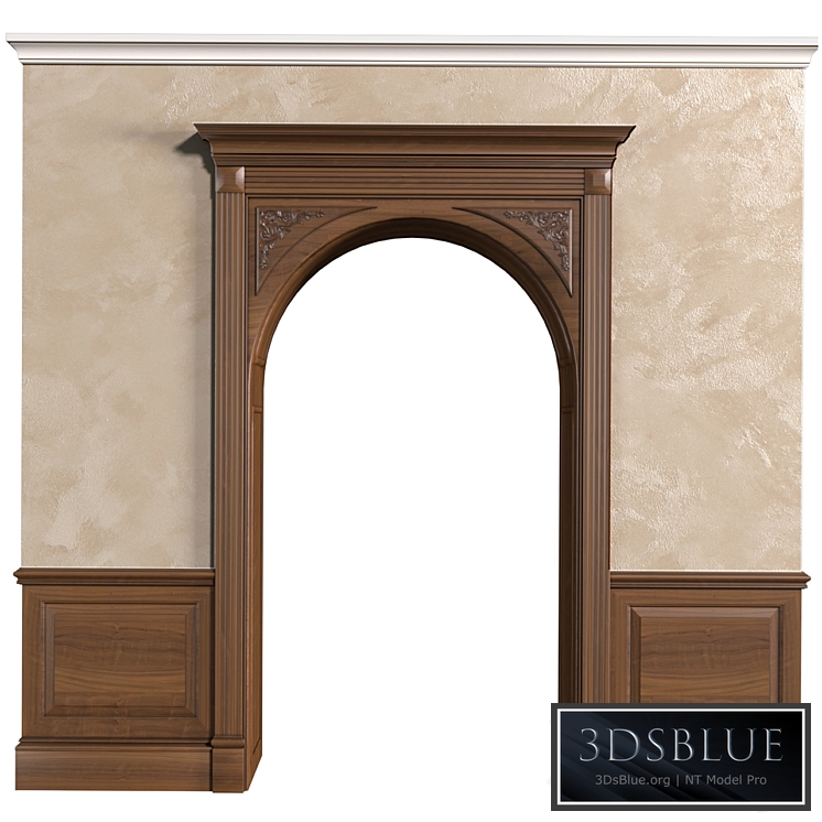 Arch in classic style.Arched interior doorway in a classic style.Traditional Interior Arched Doorway Opening.Wall Paneling