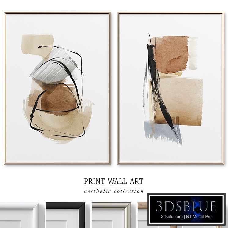 Abstract Strokes Watercolor Neutral Wall Art P-608