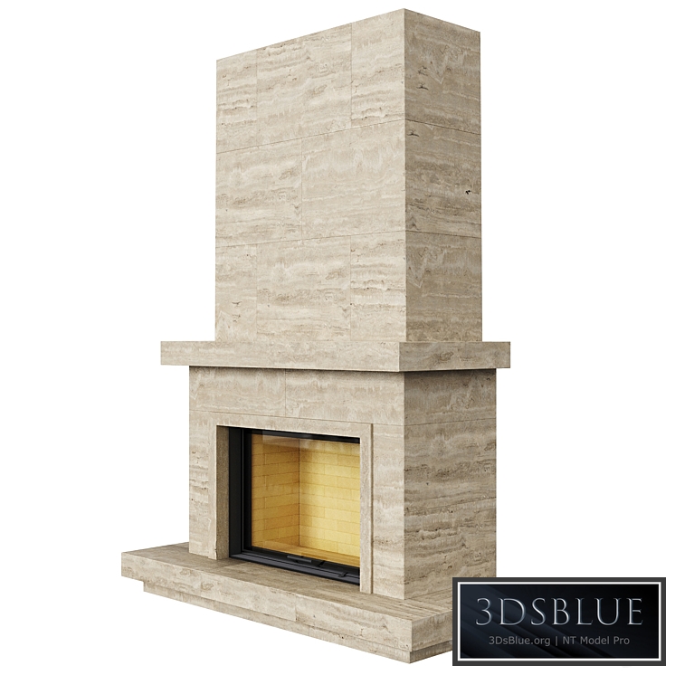 Fireplace insert Astov 12080 (chamotte) in travertine cladding