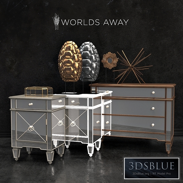 Nightstand and dresser Worlds Away + accessories