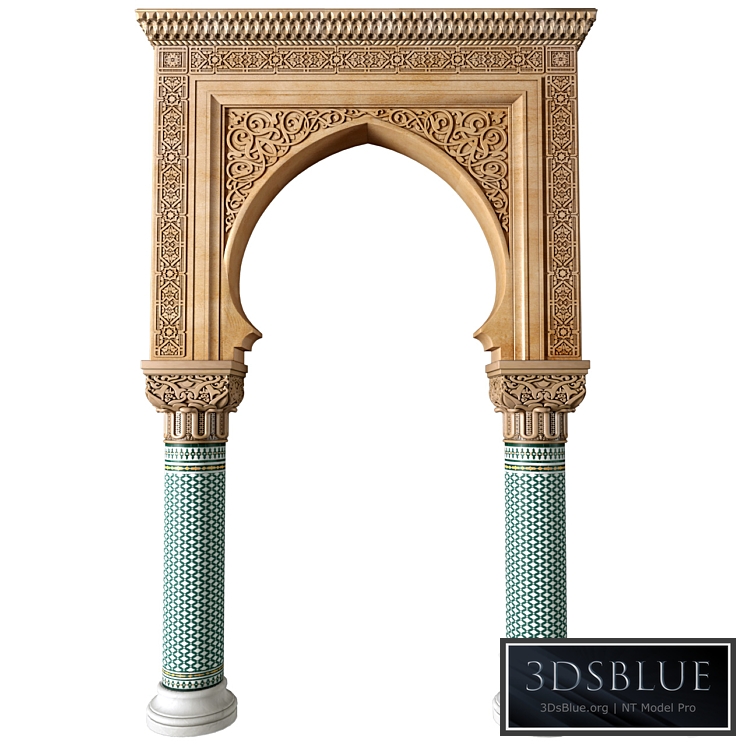 Archway in oriental style. Arched interior doorway.Door Portal. Arched Opening.Arabian Entryway
