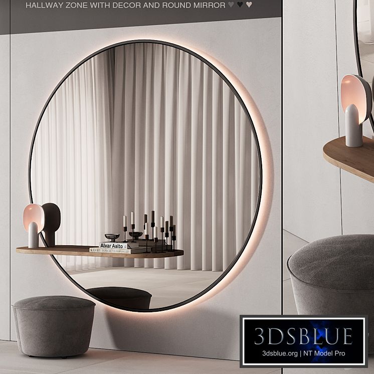 229 hallway zone 06 large round minimal round mirror 01