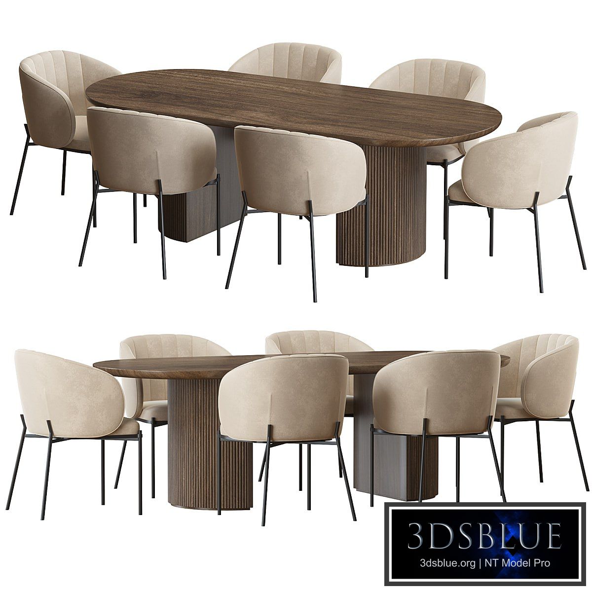 Shell Back dining chair and Moon Table