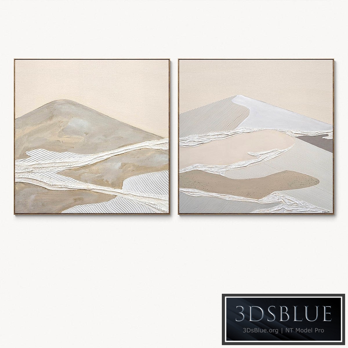 Plaster two square photo frames T-117