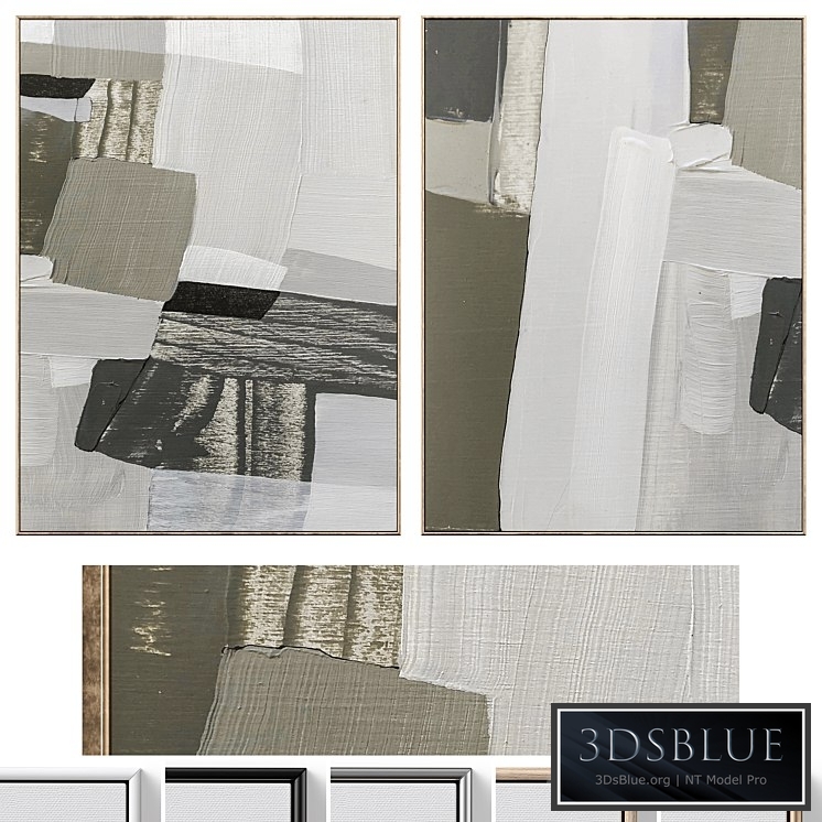 Large Mid-Century Abstract Neutral Wall Art C-674