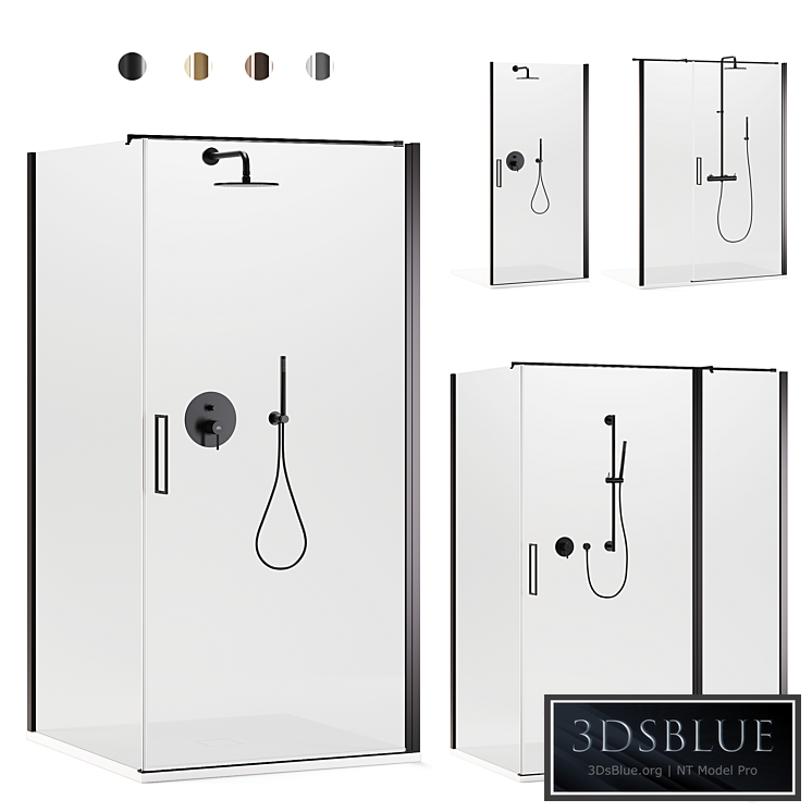 Shower enclosures Arblu Icaro + shower systems Paffoni set 1