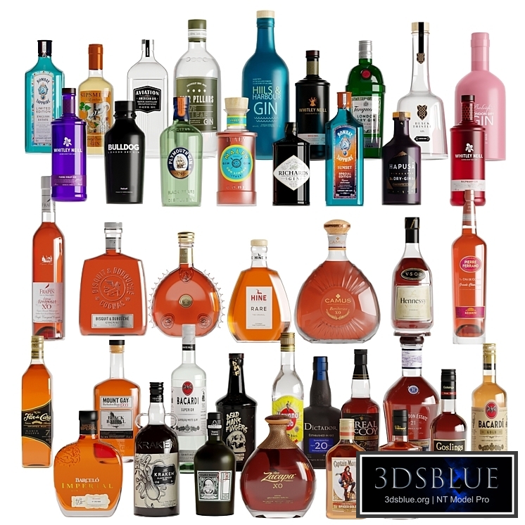 Bottles Vol 3 (40 Bottles:Gins,Rum,Congac)