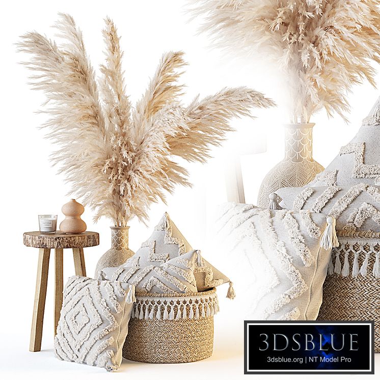 Decorative set with pillows and pampas