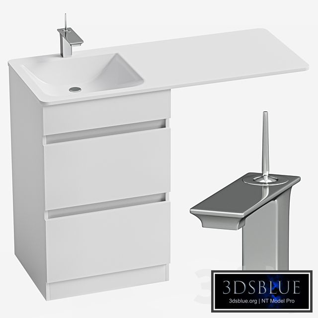 Sink over washing machine with cabinet AQWELLA FORMA 115 L