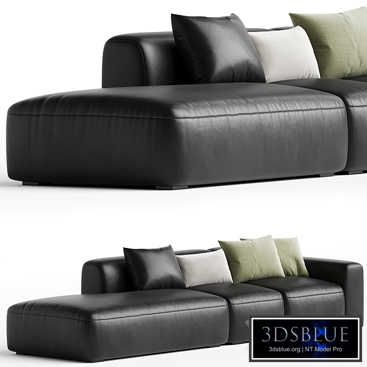 Modern black leather sofa