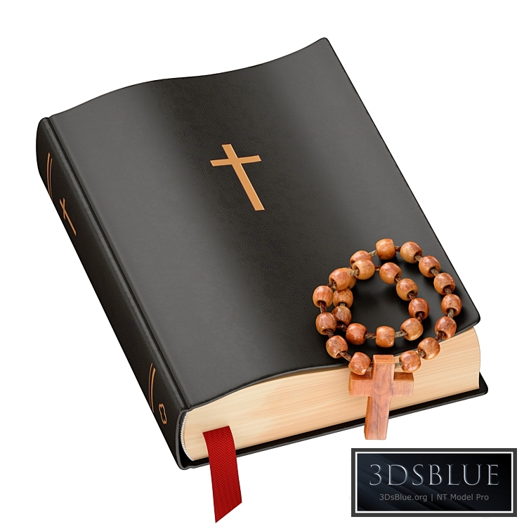 Bible Book Cross with rosary