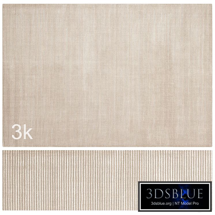 Carpet set 70 - Beige Stripes Wool Rug/ 3K