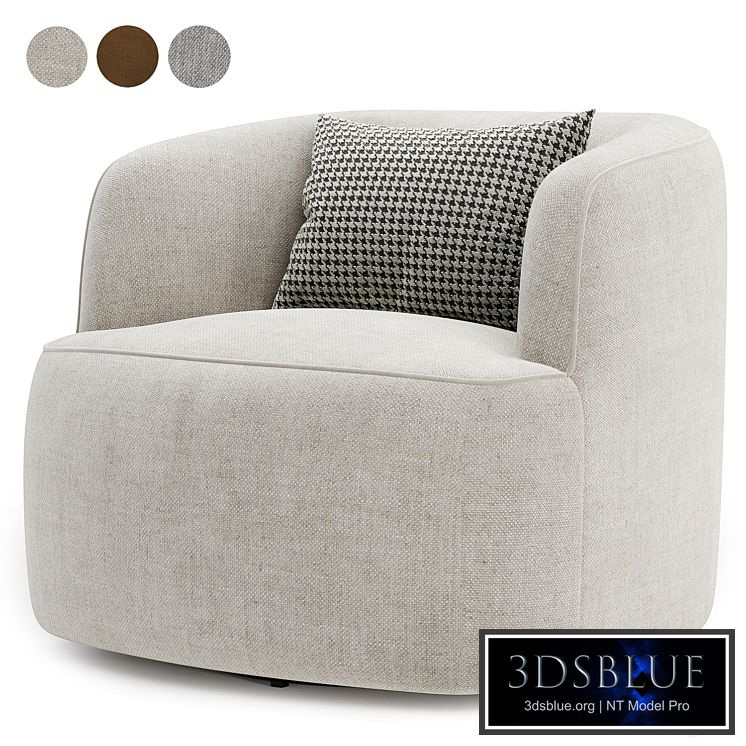 Wide Boucle Upholstered Swivel Armchair