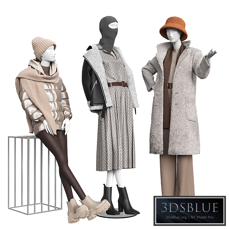 Set of outerwear on mannequins