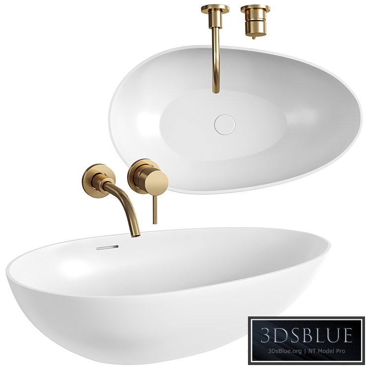 Egg Shell Countertop Stone Basin 600MM